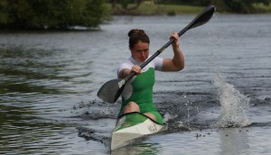 Jenny Egan training on the liffey for the Canoe Sprint World Championships