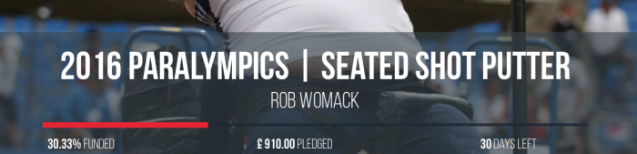 Rob Womack, British Seated Shot-Putter, Rio 2016 Paralympics Fundraiser