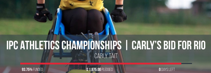 Carly Tait, British Wheelchair Racer, Rio 2016 Paralympics Fundraiser