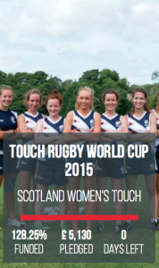 Scotland's Women's Touch Rugby Team crowdfunded to fund Women's Touch World Cup 2015 bid