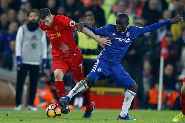 Liverpools-James-Milner-in-action-with-Chelseas-NGolo-Kante